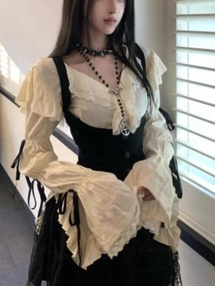 Y2K Winter Clothing - New Subculture Lace Vintage 3 Piece