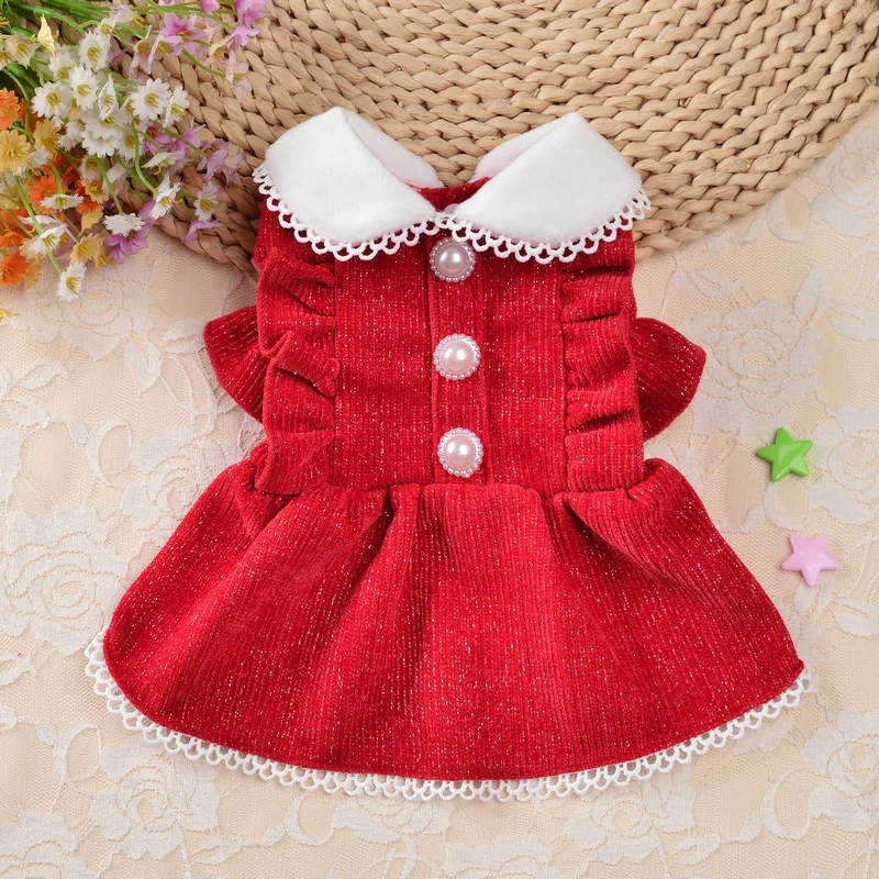 Winter Clothing Dress Up - Elegant Princess Dress Dog Clothes Pearl