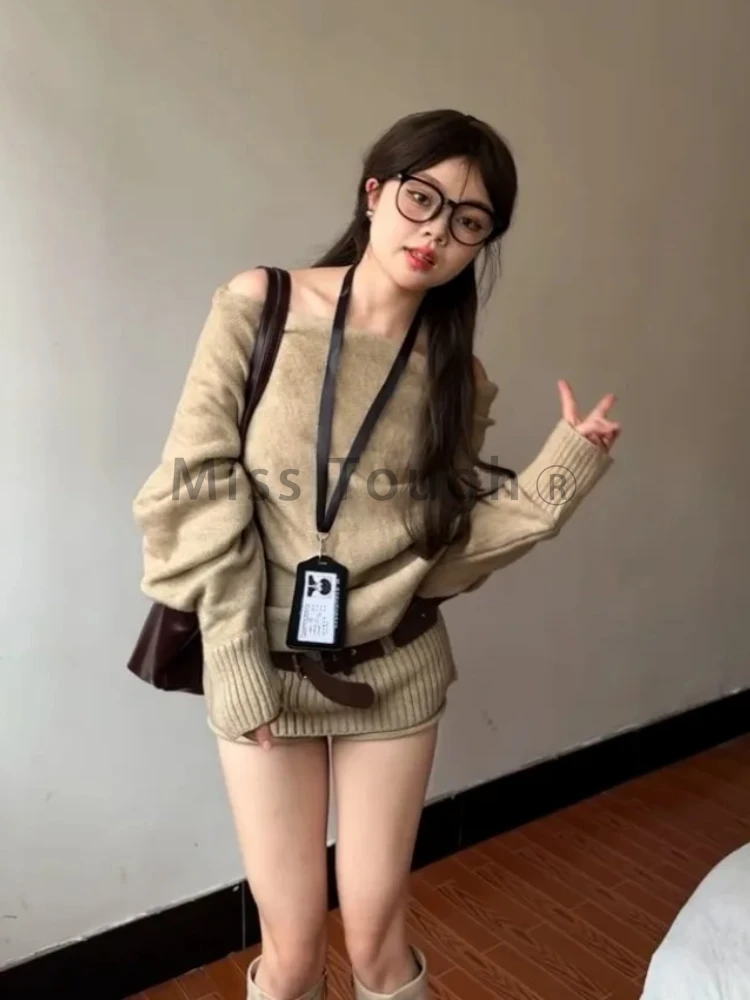 Autumn Winter Korean Knit Outf - Y2K Winter Clothing review and price