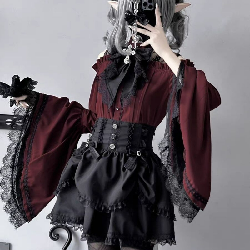 Gothic Y2k Lolita Style Shirts - Winter Clothing Vintage review and price