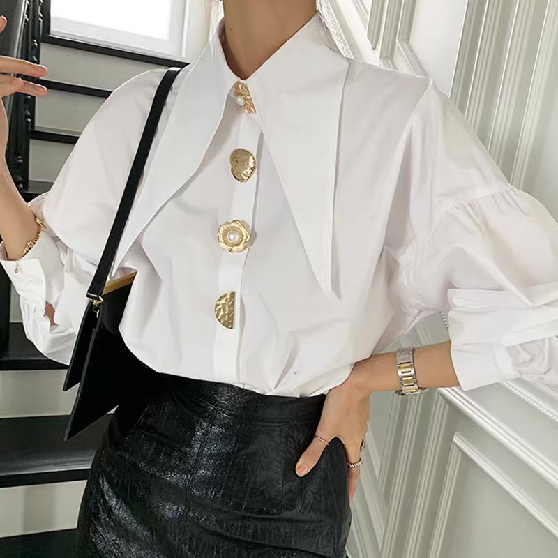 White Elegant Pearl Women Shir - Y2K Winter Clothing review and price