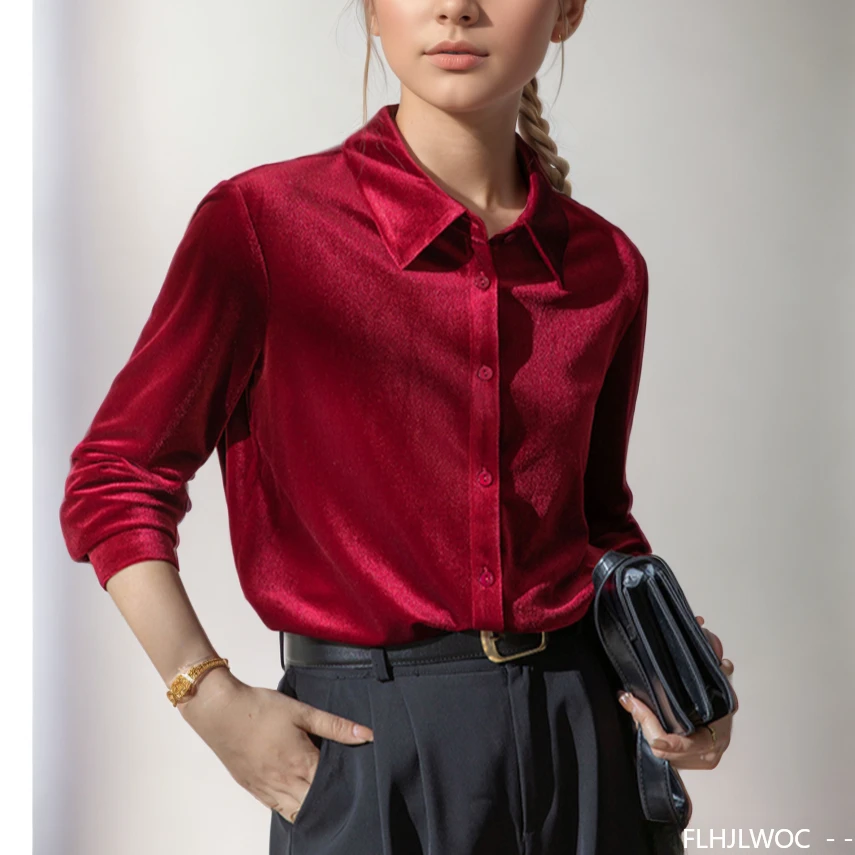 Black Red Velvet Tops Blouse N - Winter Clothing Vintage review and price